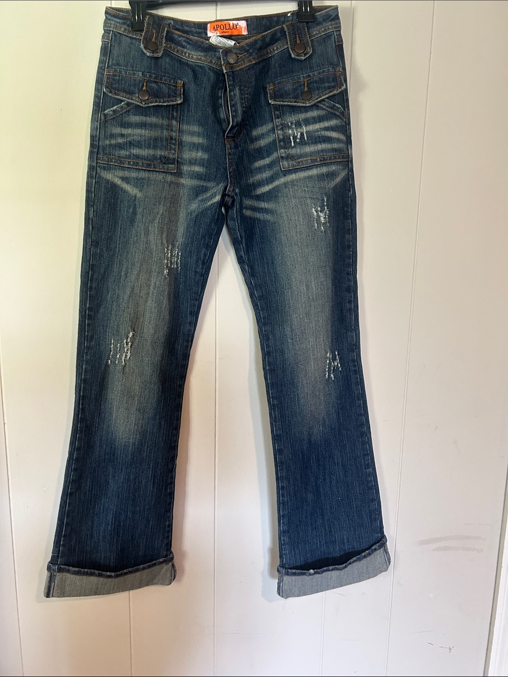 Apollo Jeans Women's Bootcut Distressed Dark Blue Denim
